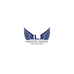  Win L letter logo.Winged frames.