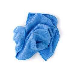 Blue Microfiber Cleaning Cloth Isolated on White Background