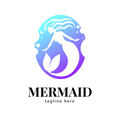 Mermaid silhouette vector logo Clean isolated design