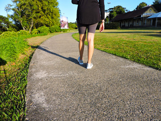 Fototapeta premium woman running on the road