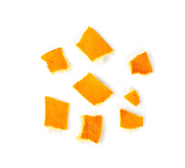 Dry Orange Peel or Zest Isolated on White Background