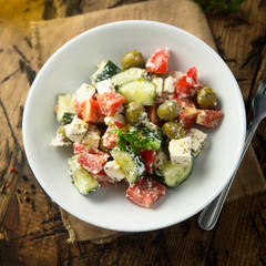 Healthy homemade Greek salad with Feta cheese
