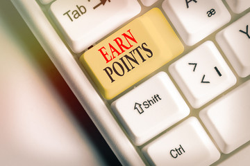 Word writing text Earn Points. Business photo showcasing collecting scores in order qualify to win...