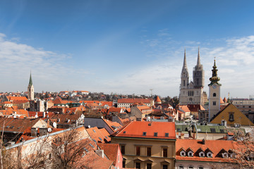 Obraz premium Zagreb panoramic view with Cathedral, Croatia