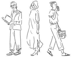 Fashion illustration vector line art（ファッションイラストベクター線画）
