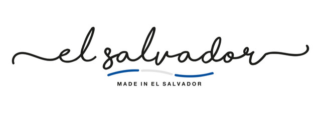 Made in El Salvador handwritten calligraphic lettering logo sticker flag ribbon banner