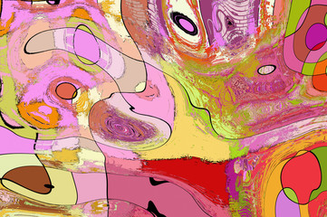 Graffiti background red wall- doodle paint naive