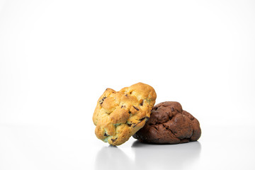 Chocolate chip cookies isolated on white background