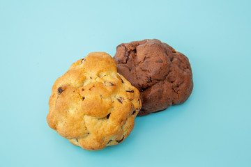 Chocolate cookies on wooden table
