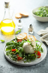 Homemade burrata cheese salad with tomatoes