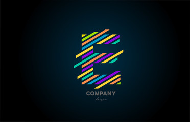 colored letter logo E alphabet icon design for business and company