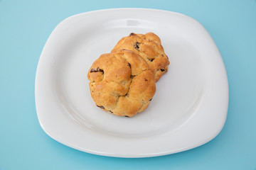 Chocolate cookies on wooden table
