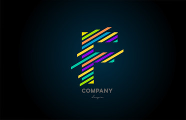 colored letter logo F alphabet icon design for business and company