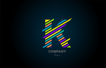 colored letter logo K alphabet icon design for business and company