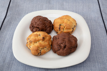 Chocolate cookies on wooden table