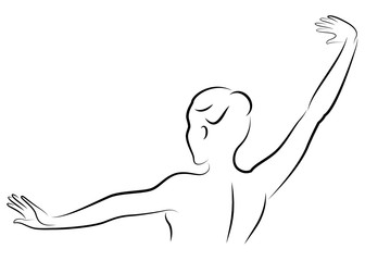 Lady silhouette. Silhouettes of the hands and head of a girl. Graceful woman. Vector illustration