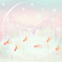 gold fish in pastel bubble