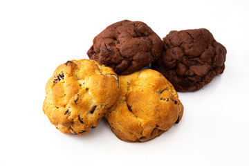 Chocolate chip cookies isolated on white background