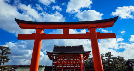 Great  Red Torii of Fushimi Inari Shrine, Kyoto, Japan