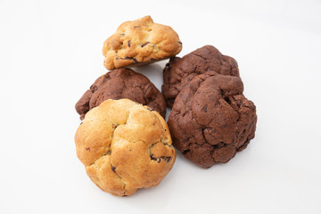 Chocolate cookies on wooden table