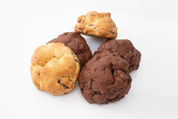 Chocolate cookies on wooden table