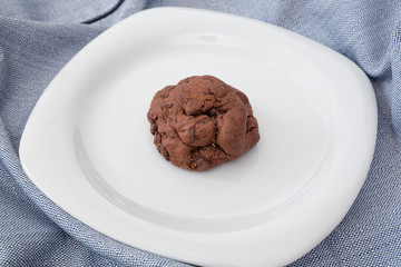 Chocolate cookies on wooden table