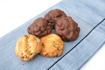 Chocolate cookies on wooden table