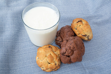 Chocolate cookies on wooden table