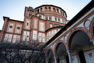 Fototapeta na wymiar Church of Santa Maria delle Grazie in Milan, Italy. Cloister