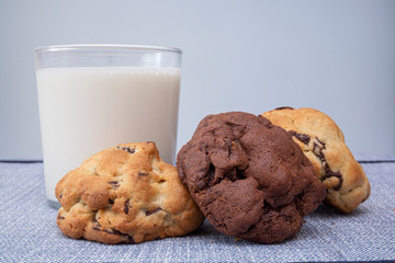 Chocolate cookies on wooden table