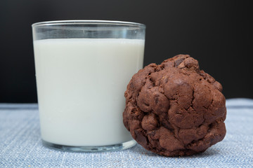 Chocolate cookies on wooden table