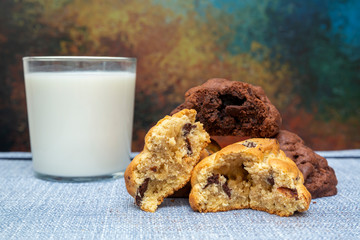 Chocolate cookies on wooden table