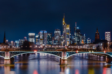 Fototapeta na wymiar Frankfurt city skyline at night