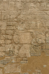 Egyptian ancient hieroglyphs on the stone wall