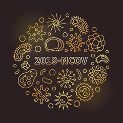 Obraz na płótnie Canvas Vector 2019-NCOV concept outline golden round illustration on dark background