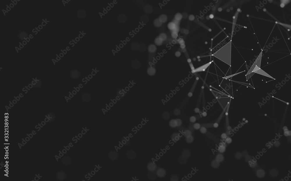 Wall mural abstract background. molecules technology with polygonal shapes, connecting dots and lines. connecti