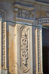 Element of the facade decoration of an old building in Astrakhan, Russia