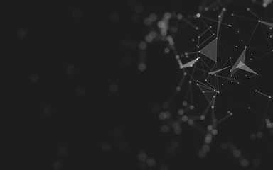 Abstract background. Molecules technology with polygonal shapes, connecting dots and lines. Connection structure. Big data visualization.