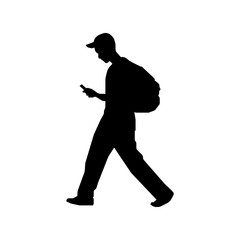 Walking male person sihouette illustration (side view)