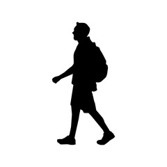 Walking male person sihouette illustration (side view)