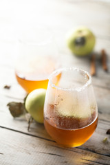 Homemade apple cider drink, served for two