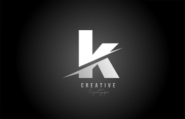 black and white K letter logo alphabet icon design for company and business