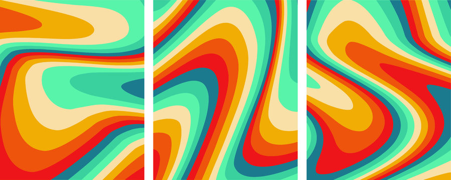 Retro colorful abstract art template set,vector