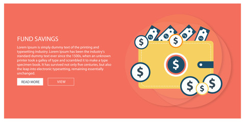 Golden coins money flying in wallet vector illustration, idea of fund savings