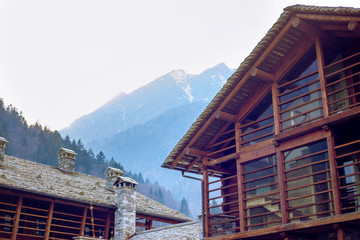 Fototapeta na wymiar Houses in a mountain village