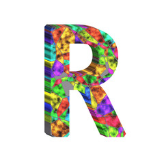 Alphabet- isolated typographic. Stain glass background