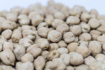 Raw chick pea (Cicer arietinum) on white background, chickpea seeds, annual legume - Image