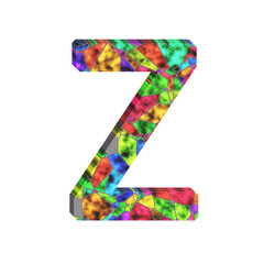 Alphabet- isolated typographic. Stain glass background