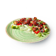 The restaurant's menu dish, a delicious snack for beer. Restaurant serving of the dish. A look from above