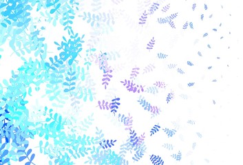 Light Blue, Red vector doodle pattern with leaves.